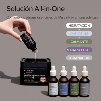 MARY&MAY IDEBENONE BLACKBERRY COMPLEX ESSENCE MASK ( 20 unidades )